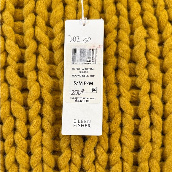 Eileen Fisher Yellow Chunky Knit Alpaca Sweater - Picture 6 of 7